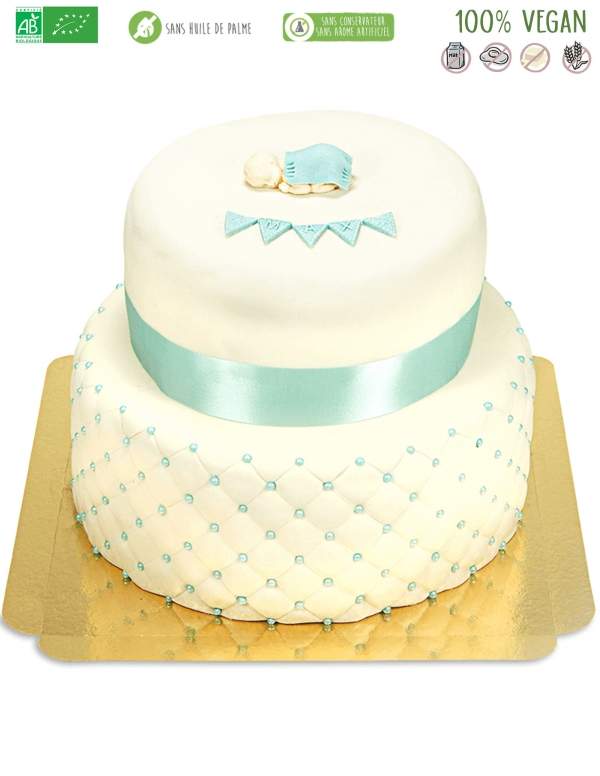 Happy-Cake.co.uk Organic baby shower, birth or baptism cake, vegan and gluten-free - 145
