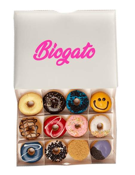 Happy-Cake.co.uk Assortment of 12 decorated donuts without low GI sugar, vegan, organic and gluten-free Suitable for diabetics a