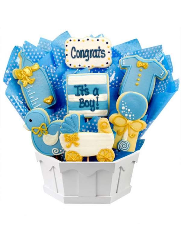 Happy-Cake.co.uk Newborn baby shower cookie basket, vegan, organic and gluten-free girl suitable for diabetics and celiacs - 24