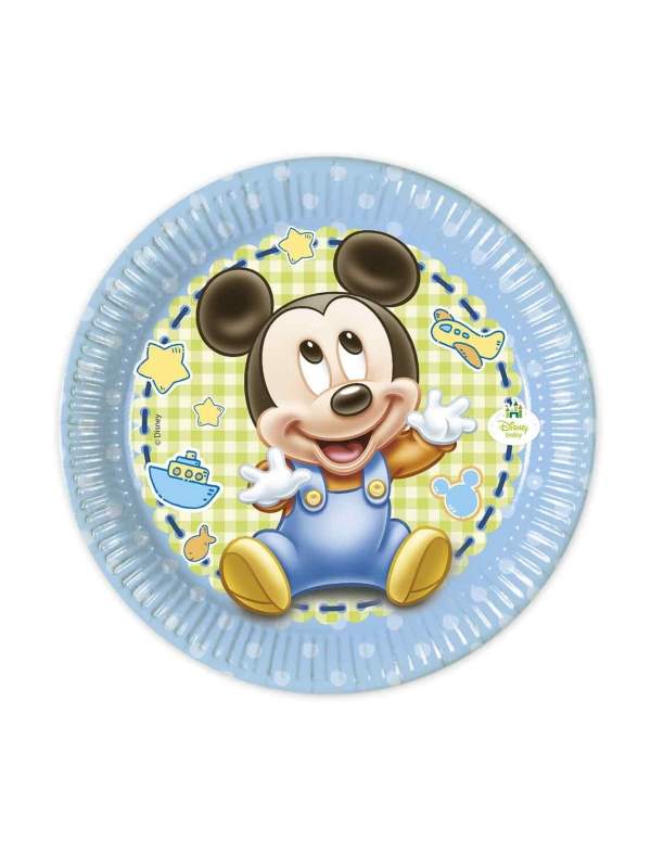 Happy-Cake.co.uk Pack birthday decoration 1 year old baby boy Mickey Disney - 2