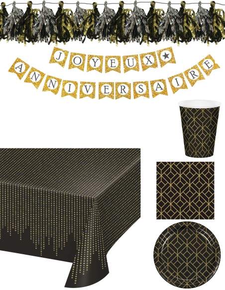 Happy-Cake.co.uk Black and gold adult birthday decoration pack - 1