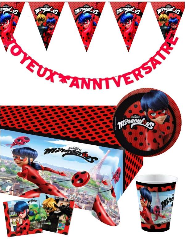 Happy-Cake.co.uk Ladybug Miraculous birthday decoration pack - 1