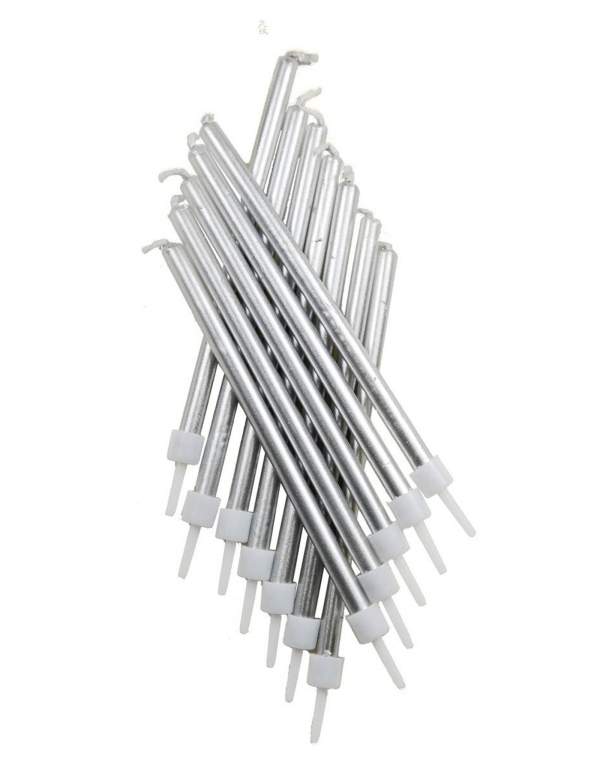  12 Extra tall candle 10 cm silver and gold - 7