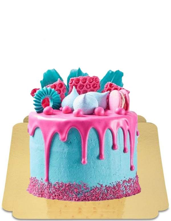  Fuchsia pink drip cake with vegan macaroons, gluten free - 115