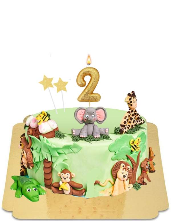  Jungle cake with animals in vegan marzipan, gluten-free - 53