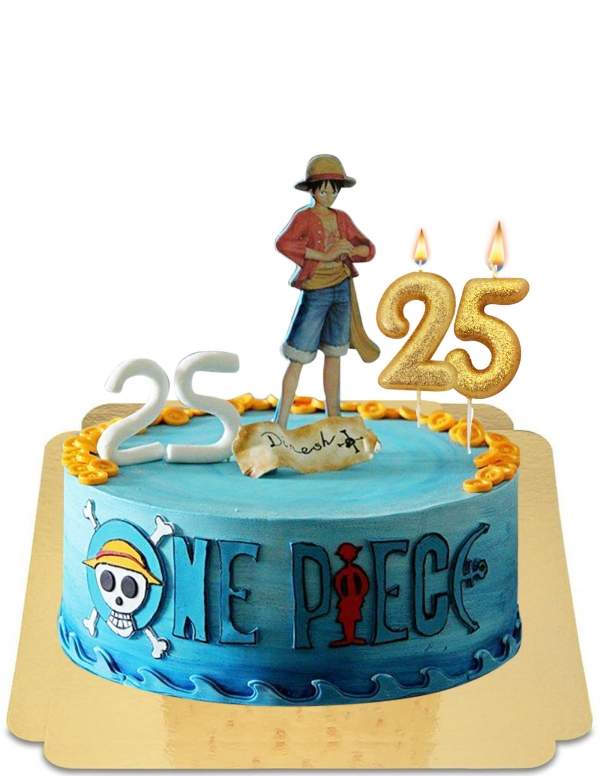  One piece cake with vegan straw hat luffy, gluten free - 80