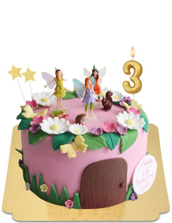  Fairy cake with small figurines in vegan garden, gluten free - 111
