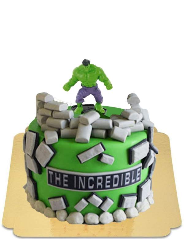  Hulk cake with brick decoration and destroyed building vegan, gluten free - 173