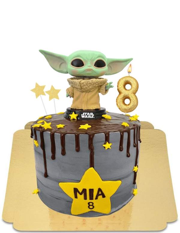  Baby yoda Mandalorian cake with vegan chocolate drip, gluten free - 116