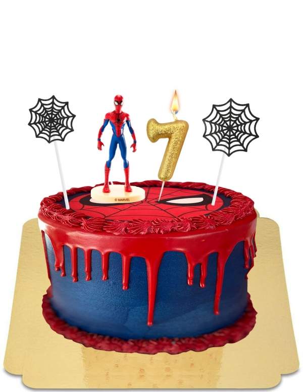  Spiderman drip effect cake with figurine and spider web vegan, gluten free - 93