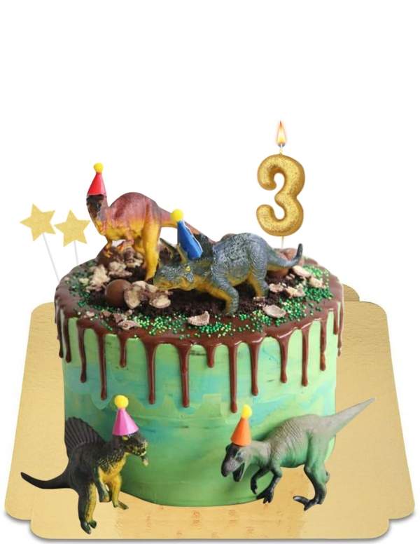  Green marbled dinosaur drip cake with vegan chocolate sauce, gluten free - 15