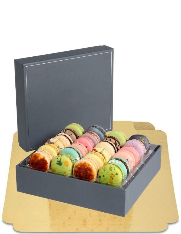 Happy-Cake.co.uk Box of 24 deluxe vegan, organic, gluten-free decorated macaroons suitable for coeliacs with 50% less sugar - 68
