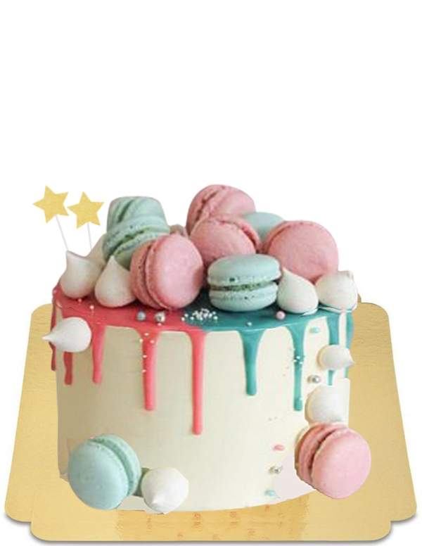  Baby gender reveal cake with vegan macaroons, gluten free - 109