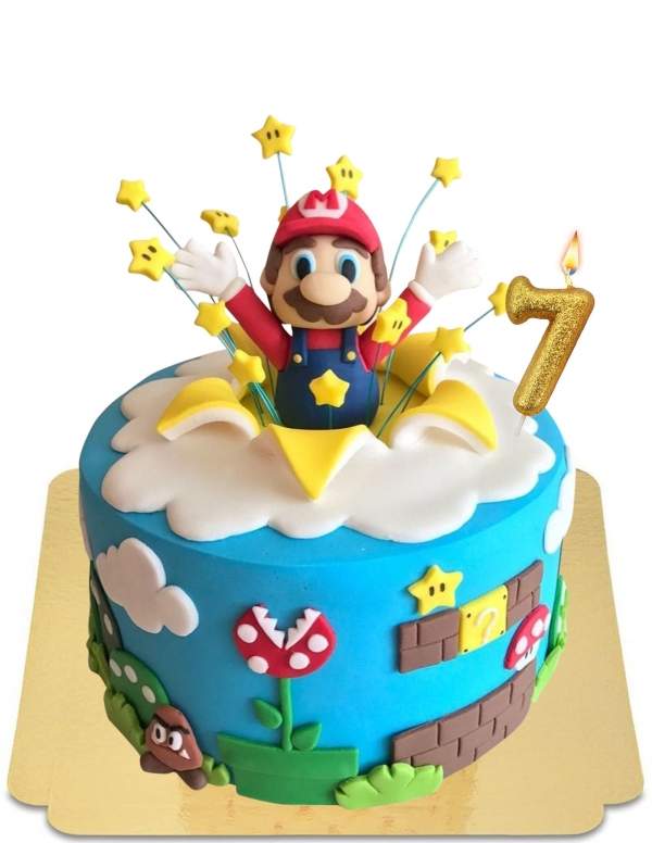 Happy-Cake.co.uk Mario video game cake coming out of vegan cake, gluten-free - 1