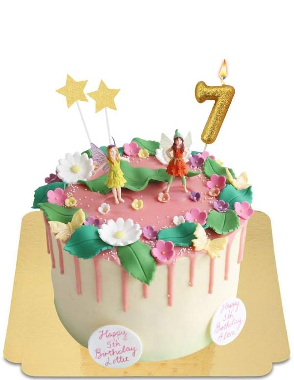  Gluten-free pink vegan leaf drip effect fairy cake - 144
