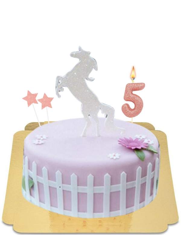  White horse cake on pink meadow vegan, gluten free - 159