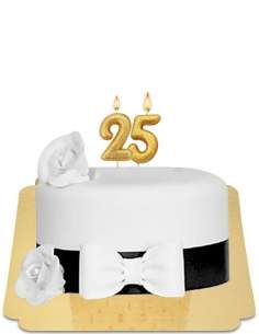  Deluxe cake with black satin ribbon and vegan sugar flower, gluten free - 262