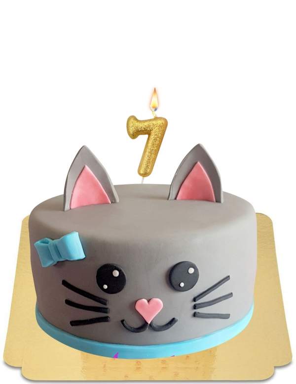  Vegan cute light gray kitten cake, gluten free - 1