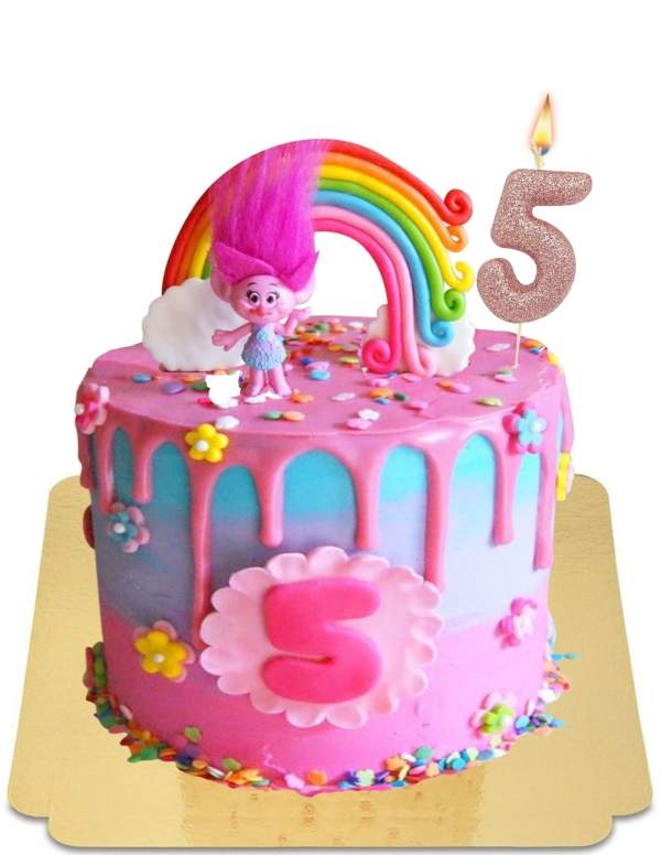  Drip cake Trolls pink degraded blue vegan, gluten free - 13