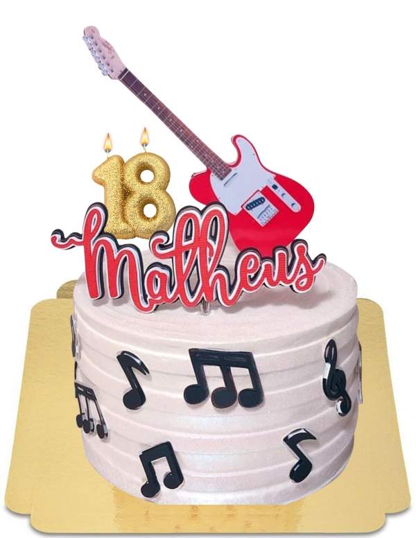  Guitar cake with vegan musical notes, gluten-free - 178