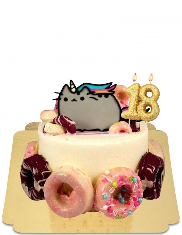  Dounts cake with kawaii unicorn kitten vegan, gluten free - 65
