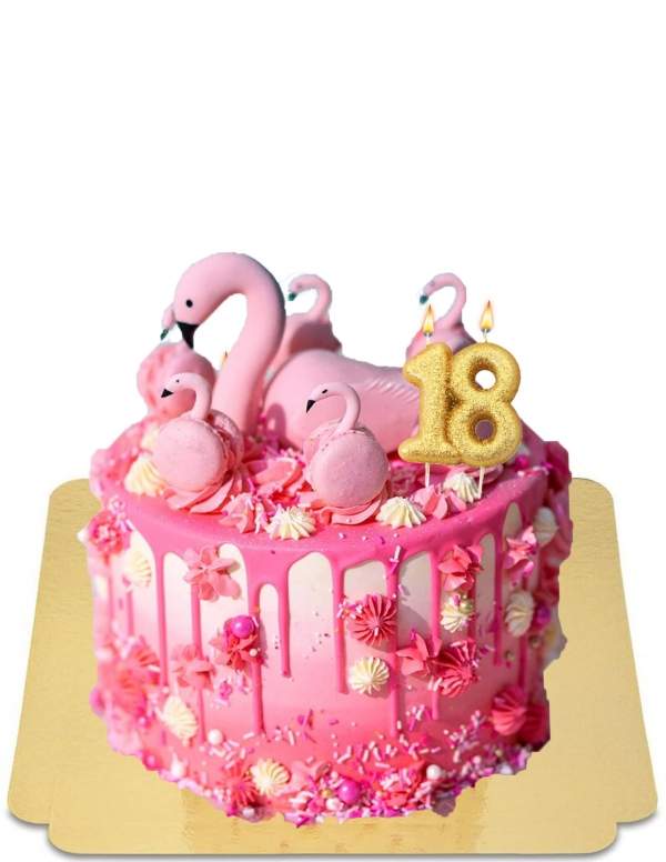  Vegan pink flamingo drip cake with pink meringues, gluten-free - 30