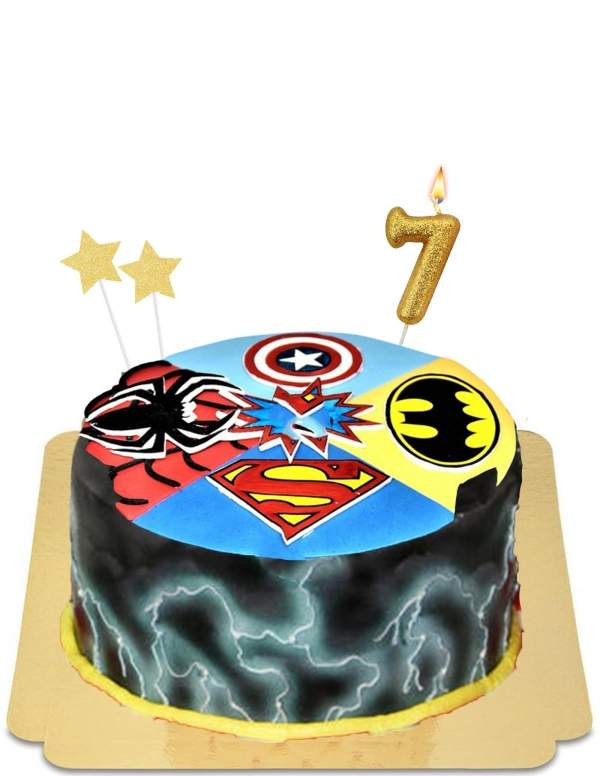  Spiderman and Justice League superhero electric cake vegan, gluten free - 131