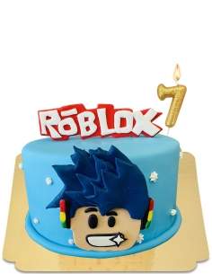  Funny vegan blue haired Roblox cake, gluten free - 272