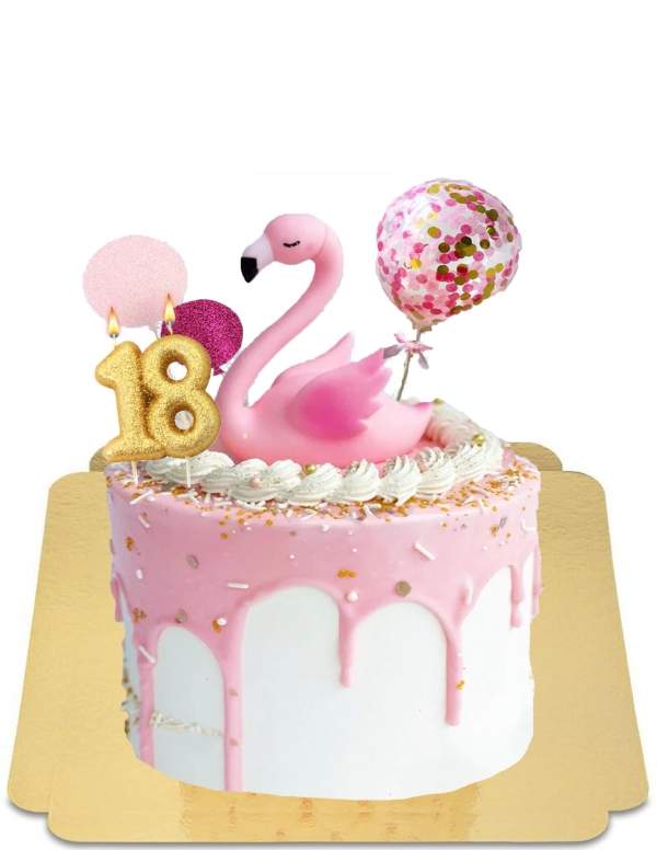  Pink flamingo and vegan meringue drip cake, gluten-free - 107
