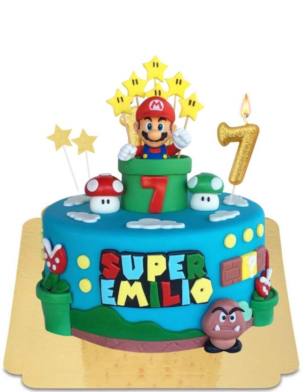 Happy-Cake.co.uk Mario cake with figurine and vegan sugar paste decoration, gluten-free - 47