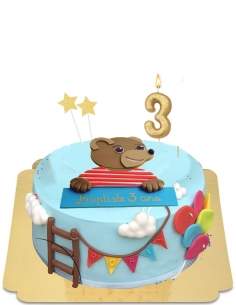  Vegan little blue brown bear cake with balloons, gluten free - 57