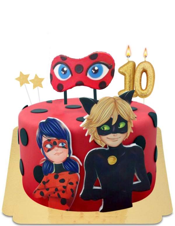  Ladybug miraculous super heroine cake with vegan polka dots, gluten free - 275