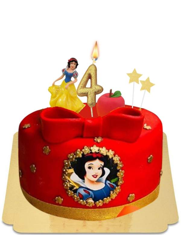  Red Snow White cake with figurine and apple in vegan marzipan, gluten-free - 1