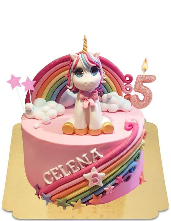 Vegan Rainbow Enchanted Kingdom Unicorn Cake, Gluten Free - 128