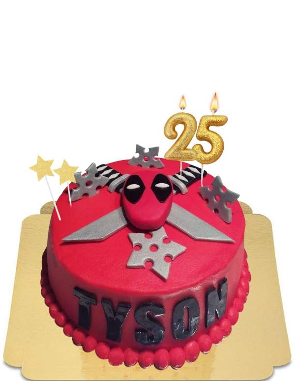  Vegan Ninja Stars and Sword Deadpool Cake, Gluten Free - 125