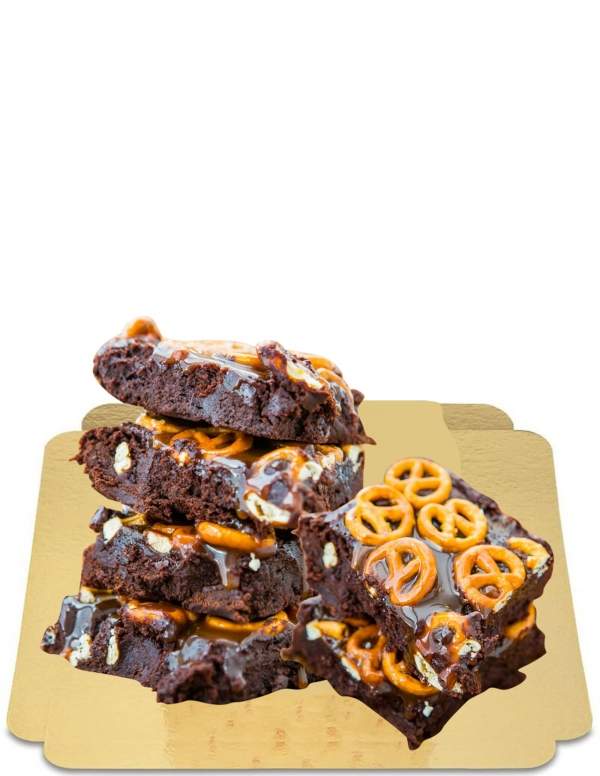  4 "Fudgy" chocolate and caramel brownies and vegan pretzels, gluten free without sugar with low glycemic index suitable for - 5