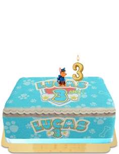 Happy-Cake.co.uk Paw Patrol cake with Chase figurine and egg-free, vegetarian and gluten-free characters candles - 59