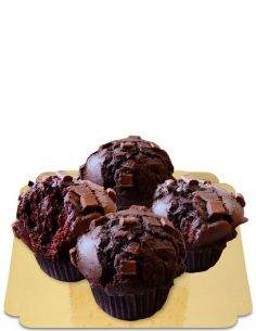 Happy-Cake.co.uk 4 Large "fudgy" double chocolate muffins with melting heart without sugar, organic, vegan and low GI - 15