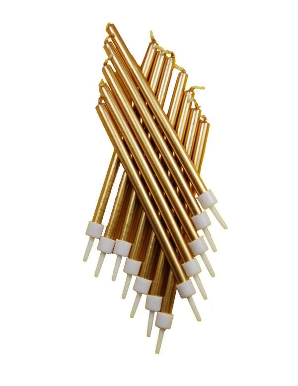  12 Extra tall candle 10 cm silver and gold - 4